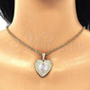 Dije Elegante 05.351.0081.1 Oro Laminado, Diseño de Guadalupe y Corazón, Diamantado, Tres Tonos