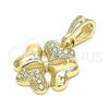 Dije Elegante 05.351.0085 Oro Laminado, Diseño de Corazón, con Blanca Cristal, Pulido, Tono Dorado