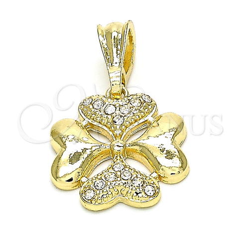 Dije Elegante 05.351.0085 Oro Laminado, Diseño de Corazón, con Blanca Cristal, Pulido, Tono Dorado