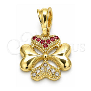 Dije Elegante 05.351.0085.1 Oro Laminado, Diseño de Corazón, con Granate and Blanca Cristal, Pulido, Tono Dorado