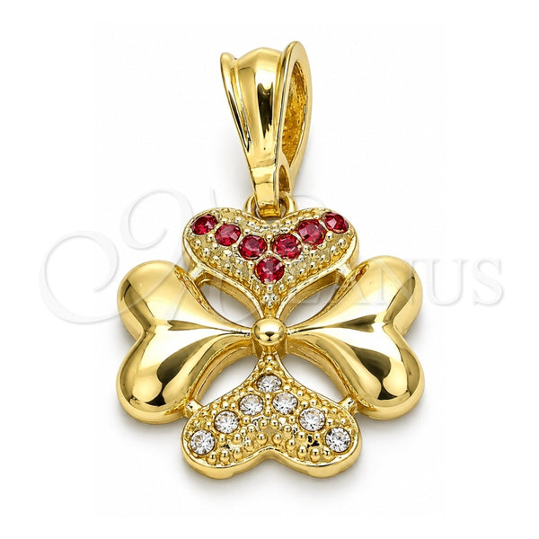 Dije Elegante 05.351.0085.1 Oro Laminado, Diseño de Corazón, con Granate and Blanca Cristal, Pulido, Tono Dorado