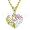 Dije Elegante 05.351.0087 Oro Laminado, Diseño de Corazón, Pulido, Tres Tonos