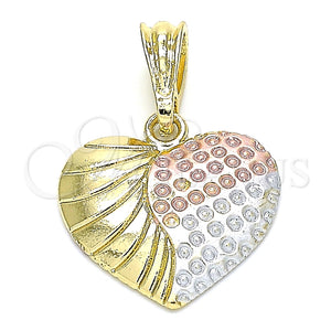 Dije Elegante 05.351.0087 Oro Laminado, Diseño de Corazón, Pulido, Tres Tonos