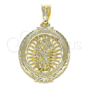 Dije Elegante 05.351.0088 Oro Laminado, Diseño de San Judas, Pulido, Tres Tonos