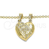 Dije Elegante 05.351.0091 Oro Laminado, Diseño de Corazón y Flor, Pulido, Tono Dorado