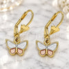 Arete Colgante 02.351.0090 Oro Laminado, Diseño de Mariposa, Pulido, Tres Tonos