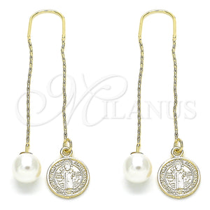 Arete Violador 02.351.0096 Oro Laminado, Diseño de San Benito, Pulido, Tono Dorado