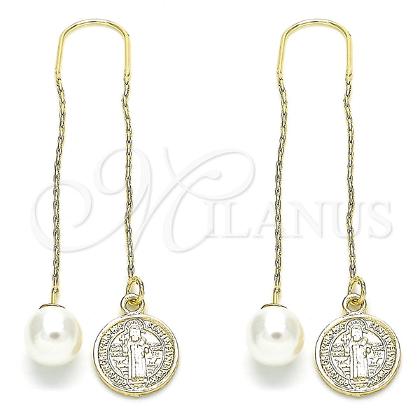 Arete Violador 02.351.0096 Oro Laminado, Diseño de San Benito, Pulido, Tono Dorado