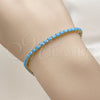 Pulsera Tennis 03.130.0001.1.07 Oro Laminado, con Zirconia Cubica Turquoise, Pulido, Tono Dorado (Grosor 03 MM, 8 Pulgadas de Largo)