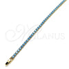 Pulsera Tennis 03.130.0001.1.07 Oro Laminado, con Zirconia Cubica Turquoise, Pulido, Tono Dorado (Grosor 03 MM, 8 Pulgadas de Largo)
