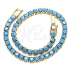 Pulsera Tennis 03.130.0001.1.07 Oro Laminado, con Zirconia Cubica Turquoise, Pulido, Tono Dorado (Grosor 03 MM, 8 Pulgadas de Largo)
