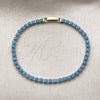 Pulsera Tennis 03.130.0001.1.07 Oro Laminado, con Zirconia Cubica Turquoise, Pulido, Tono Dorado (Grosor 03 MM, 8 Pulgadas de Largo)