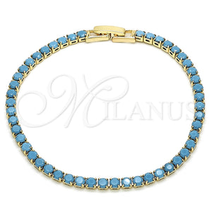 Pulsera Tennis 03.130.0001.1.07 Oro Laminado, con Zirconia Cubica Turquoise, Pulido, Tono Dorado (Grosor 03 MM, 8 Pulgadas de Largo)