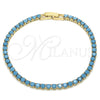 Pulsera Tennis 03.130.0001.1.07 Oro Laminado, con Zirconia Cubica Turquoise, Pulido, Tono Dorado (Grosor 03 MM, 8 Pulgadas de Largo)