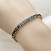 Pulsera Tennis 03.130.0004.07 Oro Laminado, Diseño de Baguette, con Zirconia Cubica Negro, Pulido, Tono Dorado (Grosor 05 MM, 7 Pulgadas de Largo)