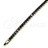Pulsera Tennis 03.130.0004.07 Oro Laminado, Diseño de Baguette, con Zirconia Cubica Negro, Pulido, Tono Dorado (Grosor 05 MM, 7 Pulgadas de Largo)