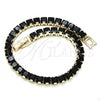 Pulsera Tennis 03.130.0004.07 Oro Laminado, Diseño de Baguette, con Zirconia Cubica Negro, Pulido, Tono Dorado (Grosor 05 MM, 7 Pulgadas de Largo)