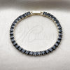 Pulsera Tennis 03.130.0004.07 Oro Laminado, Diseño de Baguette, con Zirconia Cubica Negro, Pulido, Tono Dorado (Grosor 05 MM, 7 Pulgadas de Largo)
