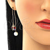 Arete Violador 02.210.0337.1 Oro Laminado, Diseño de Mariposa, con Multicolor Micro Pave, Pulido, Tono Dorado