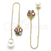 Arete Violador 02.210.0337.1 Oro Laminado, Diseño de Mariposa, con Multicolor Micro Pave, Pulido, Tono Dorado