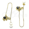 Arete Violador 02.210.0338.2 Oro Laminado, Diseño de Elefante, con Negro Micro Pave, Pulido, Tono Dorado