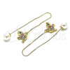 Arete Violador 02.210.0340.1 Oro Laminado, Diseño de Elefante, con Multicolor Micro Pave, Pulido, Tono Dorado