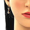 Arete Colgante 02.210.0343 Oro Laminado, con Blanca and Negro Micro Pave, Pulido, Tono Dorado