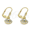 Arete Colgante 02.210.0343 Oro Laminado, con Blanca and Negro Micro Pave, Pulido, Tono Dorado