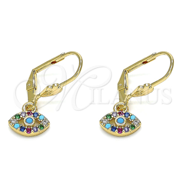 Arete Colgante 02.210.0343.1 Oro Laminado, con Multicolor Micro Pave, Pulido, Tono Dorado