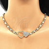 Collar, Pulsera y Dije 06.372.0005 Oro Laminado, Diseño de Corazón y Besos y Abrazos, con Cristal Blanca, Pulido, Tono Dorado