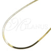 Gargantilla Basica 04.213.0176.16 Oro Laminado, Diseño de Herringbone, Pulido, Tono Dorado (02 MM Thickness, 16 Inches Length)