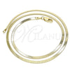 Gargantilla Basica 04.213.0176.16 Oro Laminado, Diseño de Herringbone, Pulido, Tono Dorado (02 MM Thickness, 16 Inches Length)