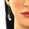 Arete Violador 02.210.0347.1 Oro Laminado, Diseño de Búho, con Multicolor Micro Pave, Pulido, Tono Dorado