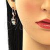 Arete Colgante 02.210.0348 Oro Laminado, Diseño de Búho, con Negro and Blanca Micro Pave, Pulido, Tono Dorado