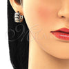 Juego de Arete y Dije de Adulto 10.210.0113.4 Oro Laminado, Diseño de Elefante, con Negro Micro Pave, Pulido, Tono Dorado
