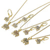 Juego de Arete y Dije de Adulto 10.316.0020.3 Oro Laminado, Diseño de Elefante, con Granate Zirconia Cubica, Pulido, Tono Dorado