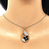 Collares con Dije 04.284.0022.2.20 Oro Laminado, Diseño de Gota y Mariposa, con Negro Zirconia Cubica and Blanca Micro Pave, Pulido, Tono Dorado (02 MM Thickness, 20 Inches Length)