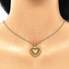Collares con Dije 04.213.0177.20 Oro Laminado, Diseño de Corazón, con Blanca Zirconia Cubica and Blanca Micro Pave, Pulido, Tono Dorado (02 MM Thickness, 20 Inches Length)