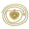 Collares con Dije 04.213.0177.20 Oro Laminado, Diseño de Corazón, con Blanca Zirconia Cubica and Blanca Micro Pave, Pulido, Tono Dorado (02 MM Thickness, 20 Inches Length)
