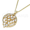 Collares con Dije 04.213.0178.20 Oro Laminado, Diseño de Oja, con Blanca Zirconia Cubica, Pulido, Tono Dorado (02 MM Thickness, 20 Inches Length)