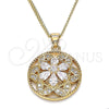 Collares con Dije 04.213.0179.20 Oro Laminado, Diseño de Flor, con Blanca Zirconia Cubica, Pulido, Tono Dorado (02 MM Thickness, 20 Inches Length)
