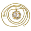 Collares con Dije 04.213.0180.20 Oro Laminado, Diseño de Flor, con Blanca Zirconia Cubica and Blanca Micro Pave, Pulido, Tono Dorado (02 MM Thickness, 20 Inches Length)