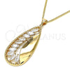 Collares con Dije 04.213.0181.20 Oro Laminado, Diseño de Gota, con Blanca Zirconia Cubica and Blanca Micro Pave, Pulido, Tono Dorado (02 MM Thickness, 20 Inches Length)
