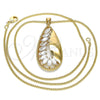 Collares con Dije 04.213.0181.20 Oro Laminado, Diseño de Gota, con Blanca Zirconia Cubica and Blanca Micro Pave, Pulido, Tono Dorado (02 MM Thickness, 20 Inches Length)