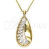 Collares con Dije 04.213.0181.20 Oro Laminado, Diseño de Gota, con Blanca Zirconia Cubica and Blanca Micro Pave, Pulido, Tono Dorado (02 MM Thickness, 20 Inches Length)