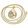 Collares con Dije 04.213.0182.20 Oro Laminado, Diseño de Gota, con Blanca Zirconia Cubica and Blanca Micro Pave, Pulido, Tono Dorado (02 MM Thickness, 20 Inches Length)