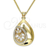 Collares con Dije 04.213.0182.20 Oro Laminado, Diseño de Gota, con Blanca Zirconia Cubica and Blanca Micro Pave, Pulido, Tono Dorado (02 MM Thickness, 20 Inches Length)