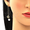 Arete Violador 02.253.0005.1 Oro Laminado, Diseño de Mariposa, con Negro Cristal, Pulido, Tono Dorado