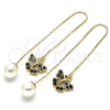 Arete Violador 02.253.0005.1 Oro Laminado, Diseño de Mariposa, con Negro Cristal, Pulido, Tono Dorado