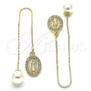 Arete Violador 02.253.0008 Oro Laminado, Diseño de Guadalupe, con Blanca Cristal, Pulido, Tono Dorado